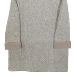 Womens Grey Plain Button Jacket M Woven Classic Long Sleeve Notched Collar