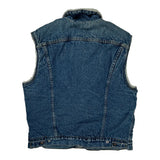 80S Made In USA Levis Sherpa Lined Denim Vest - Medium Blue Denim