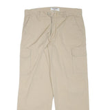 SEA BARRIER Mens Relaxed Beige Cotton Blend Zip Cargo Trousers W33 L30