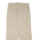 SEA BARRIER Mens Relaxed Beige Cotton Blend Zip Cargo Trousers W33 L30