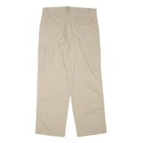 SEA BARRIER Mens Relaxed Beige Cotton Blend Zip Cargo Trousers W33 L30