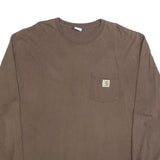 CARHARTT Mens Brown XL Long Sleeve Crew Neck Pocket Graphic Print Cotton Blend