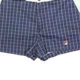 FILA Womens Blue & White Checked Casual Shorts L W36 Zip Pockets Relaxed Fit