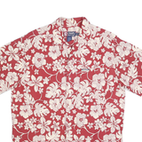 CHAPS RALPH LAUREN Mens Red & Cream Floral Hawaiian Shirt S Cotton Casual Short