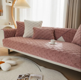 Anyseat Sofa Towel Super Soft Dark Pink Velvet Plush Non-slip Sectional Sofa Covers for Living Room Thick L-shape Couch Covers