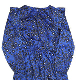 THE KOOPLES Womens Blue Floral Day Polyester Blend Dress Midi M Ruffle Trim