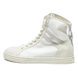 HOGAN High Top Womens White Leather Trainers UK 4.5 Stylish Zip Back
