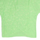 VALENTINE Womens Green Printed Blouse Short Sleeve Button Neck M Lightweight