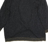 Womens Black Beaded Embellished Open Front Jacket XL Polyester Blend Evening