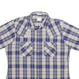 LEVI'S Mens Blue & Cream Checked Shirt L Cotton Short Sleeve Casual