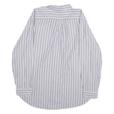 CHAPS Mens Blue & Grey Striped Shirt XL Button Down Casual Cotton Blend