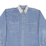 POINT ZERO Mens Blue Denim Shirt M Button Down Collar Long Sleeve Casual