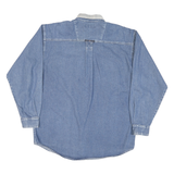 POINT ZERO Mens Blue Denim Shirt M Button Down Collar Long Sleeve Casual