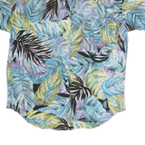 Womens Blue & Green Purple Pattern Shirt M Cotton Relaxed Short Sleeve Button