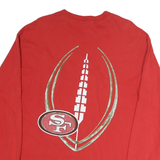 Mens Red Football Club Graphic Long Sleeve Crew Neck Cotton T-Shirt L