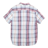LEVI'S Mens White & Red Checked Shirt S Linen Blend Short Sleeve Casual