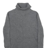 MERONA Womens Grey Plain Cotton Blend Roll Neck Chunky Knit Jumper S Casual Cozy