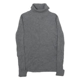 MERONA Womens Grey Plain Cotton Blend Roll Neck Chunky Knit Jumper S Casual Cozy