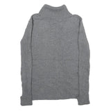 MERONA Womens Grey Plain Cotton Blend Roll Neck Chunky Knit Jumper S Casual Cozy