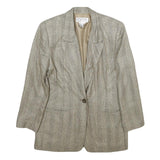 ATRIUM COLLECTION Womens Beige Check Jacket UK 14 Woven Classic Button Closure