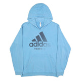 ADIDAS Mens Blue Hoodie L Cotton Blend Pullover Tennis Logo Casual
