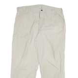 CARHARTT Mens Relaxed Beige Cotton Blend Trousers W42 L32 Workwear Zip Closure
