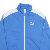 PUMA Mens Blue & White Track Jacket L Polyester Blend Zip Sportswear Casual
