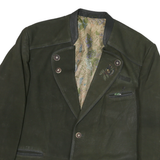 Womens Black Leather Button Outdoor Jacket L Plain Relaxed Fit Long Sleeve