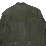 Womens Black Leather Button Outdoor Jacket L Plain Relaxed Fit Long Sleeve