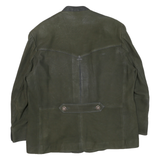 Womens Black Leather Button Outdoor Jacket L Plain Relaxed Fit Long Sleeve