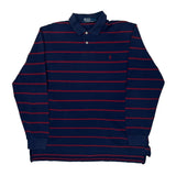Polo By Ralph Lauren Striped Long Sleeve Polo Shirt - Large Navy Cotton