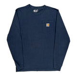 Carhartt Long Sleeve T-Shirt - Small Blue Cotton