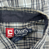 Chaps Ralph Lauren Checked Short Sleeve Shirt - Medium Gray Cotton