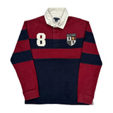Kids Tommy Hilfiger Striped Rugby Shirt - Large Red Cotton