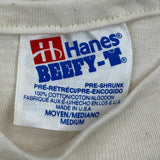 Single Stitch Old West Graphic Hanes T-Shirt - Medium Cream Cotton