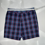 Tommy Hilfiger Checked Chino Shorts - 36W 10L Blue Cotton