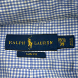 Checked Ralph Lauren Slim Fit Shirt - Medium Blue Cotton
