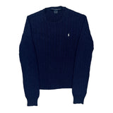 Ralph Lauren Sport Cable Knit Sweater - Large Navy Cotton