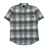 Oakley Checked Short Sleeve Shirt - Large Blue Cotton