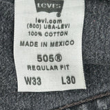505 Levis Jeans - 32W 30L Grey Cotton