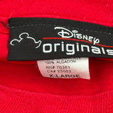 Mickey Mouse Disney Cartoon T-Shirt - XL Red Cotton