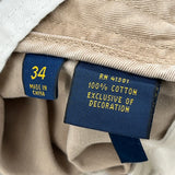 Polo By Ralph Lauren Chino Shorts - 35W 10L Beige Cotton