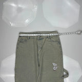 Unique Graphic Design On Pockets Unbranded Hip Hop Carpenter Pants - 36W 29L Gray Cotton