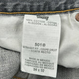 Levis 501 Jeans - 34W 32L Gray Cotton