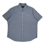 Ralph Lauren Striped Short Sleeve Shirt - 2XL Blue Cotton