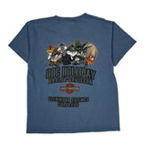 Harley Davidson Cartoon T-Shirt - Medium Blue Cotton