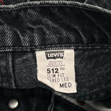 Made In USA Levis 512 Slim Fit Jeans - 24W UK 6 Black Cotton