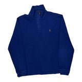 Estate Rib Polo By Ralph Lauren 1/4 Zip - Medium Blue Cotton