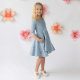 Kids Organic Cotton 3/4 Sleeve Twirl Dress: Cherry Blossom