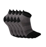 Anyfootwear 5 Pairs One Size 36-42 Gray Men's Cotton Five Toe Socks Breathable Sports Socks Sweat Absorbent Anti-Friction Short Tube Socks